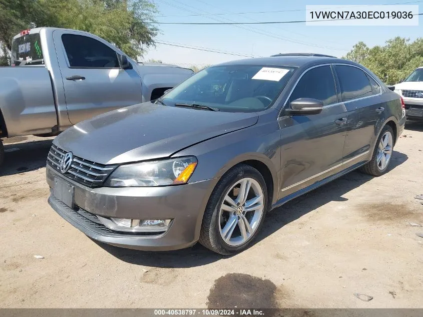 2014 Volkswagen Passat 2.0L Tdi Sel Premium VIN: 1VWCN7A30EC019036 Lot: 40538797