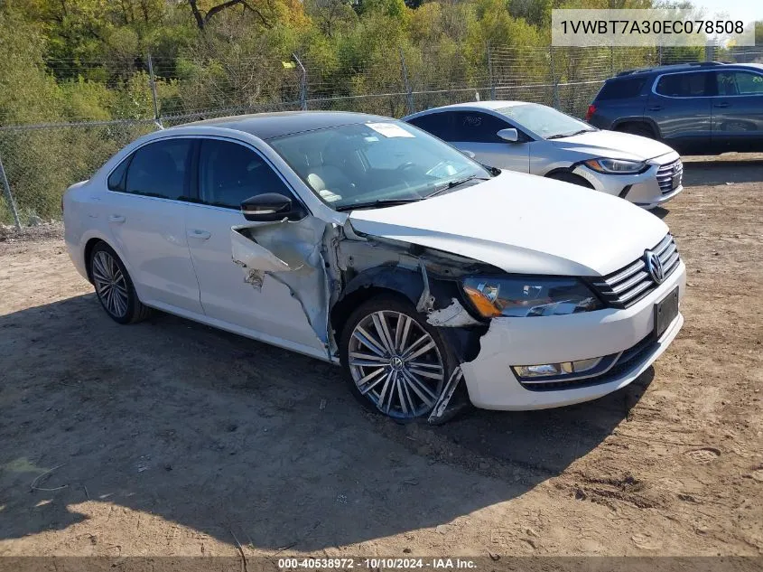 2014 Volkswagen Passat 1.8T Sport VIN: 1VWBT7A30EC078508 Lot: 40538972