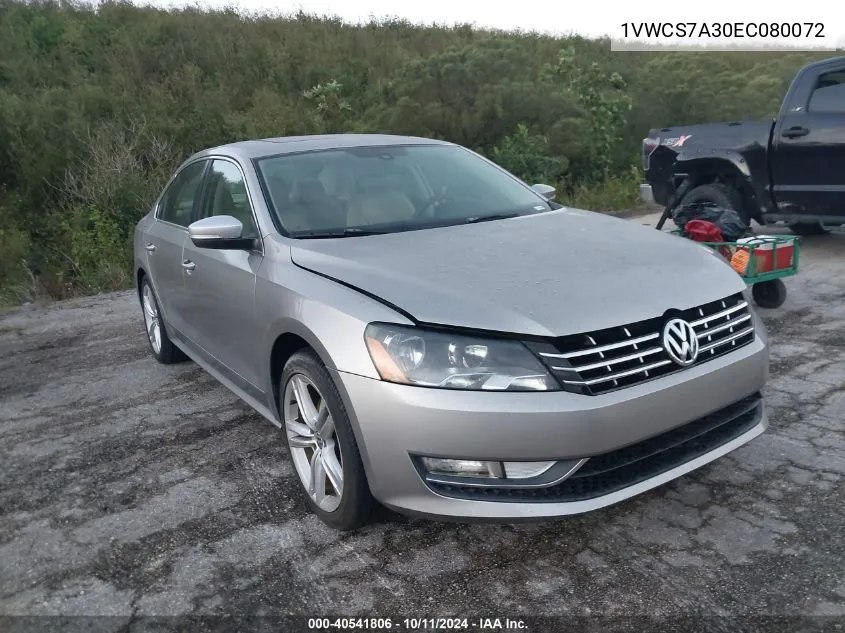 2014 Volkswagen Passat Sel VIN: 1VWCS7A30EC080072 Lot: 40541806