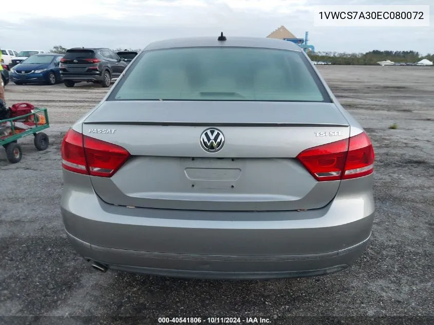 2014 Volkswagen Passat Sel VIN: 1VWCS7A30EC080072 Lot: 40541806