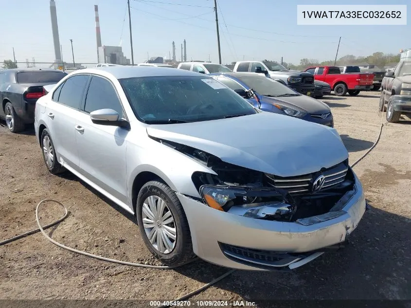 2014 Volkswagen Passat S VIN: 1VWAT7A33EC032652 Lot: 40549270