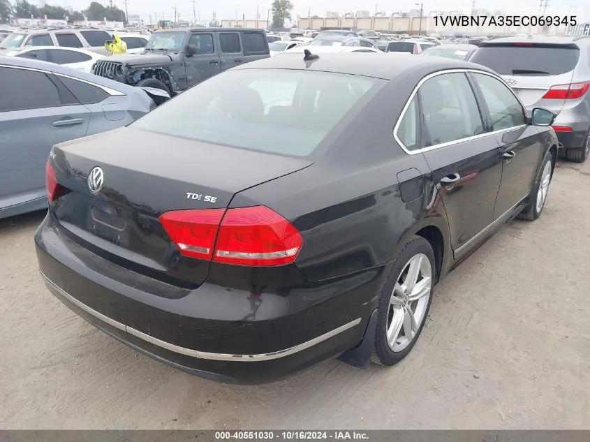 2014 Volkswagen Passat 2.0L Tdi Se VIN: 1VWBN7A35EC069345 Lot: 40551030