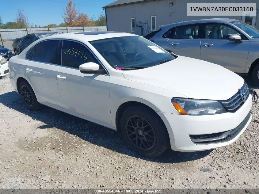 2014 Volkswagen Passat Se VIN: 1VWBN7A30EC033160 Lot: 40554046