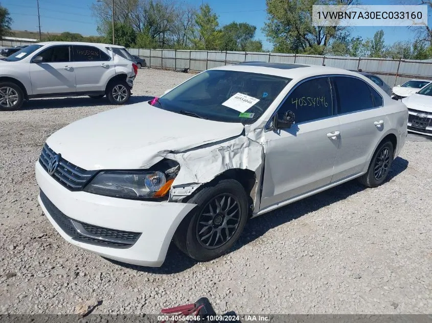 2014 Volkswagen Passat Se VIN: 1VWBN7A30EC033160 Lot: 40554046