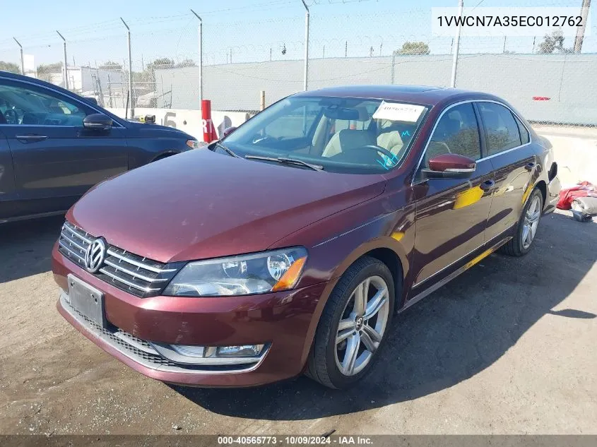 2014 Volkswagen Passat 2.0L Tdi Sel Premium VIN: 1VWCN7A35EC012762 Lot: 40565773