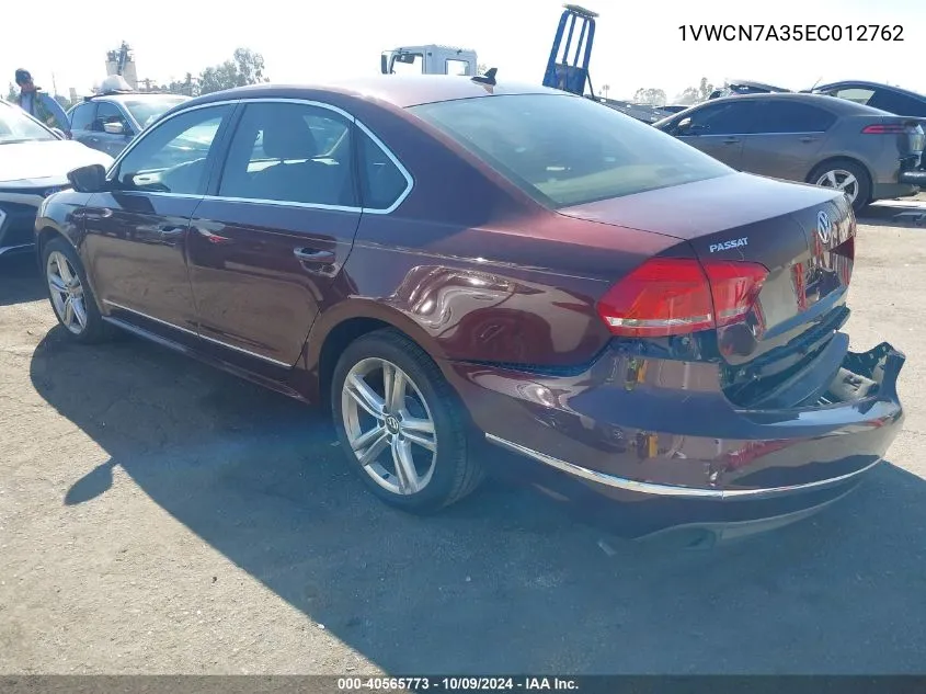 2014 Volkswagen Passat 2.0L Tdi Sel Premium VIN: 1VWCN7A35EC012762 Lot: 40565773