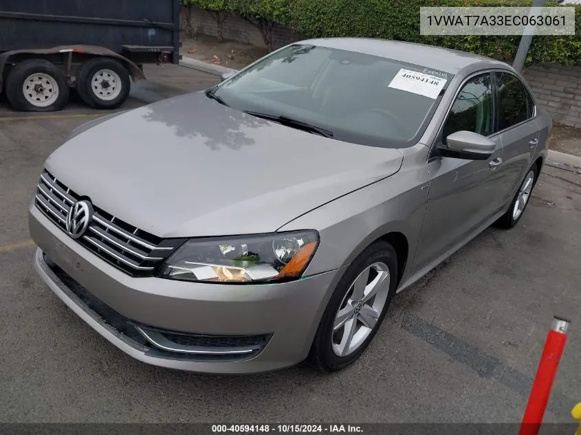 2014 Volkswagen Passat 1.8T Wolfsburg Edition VIN: 1VWAT7A33EC063061 Lot: 40594148