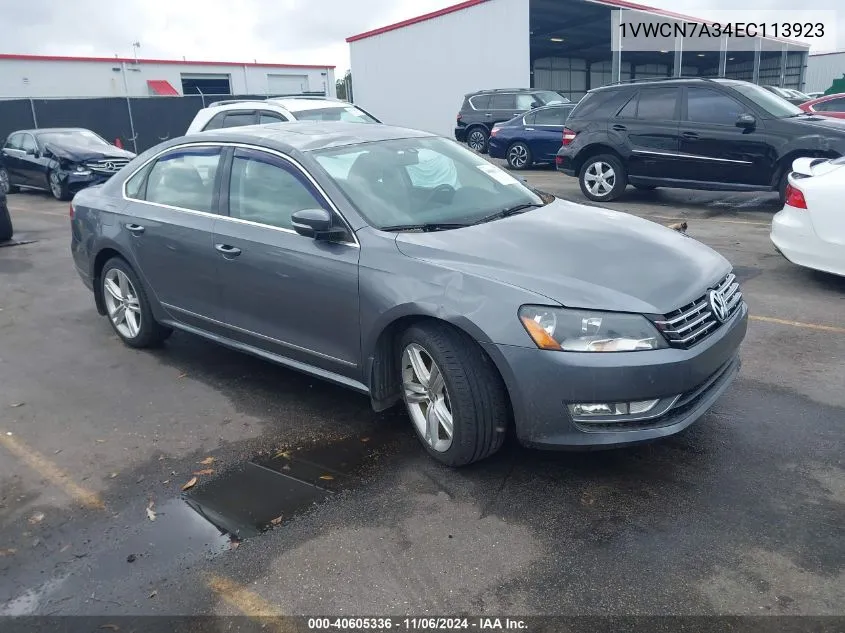 2014 Volkswagen Passat 2.0L Tdi Sel Premium VIN: 1VWCN7A34EC113923 Lot: 40605336