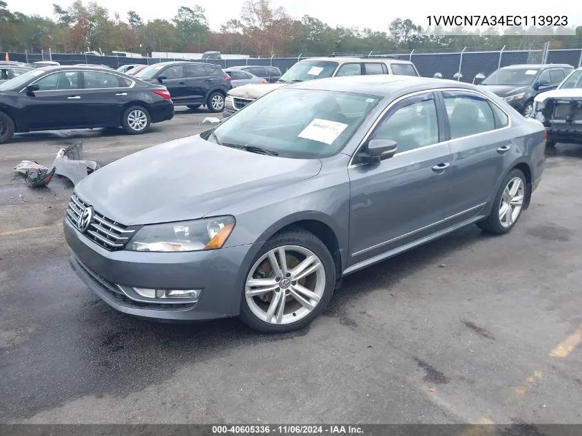 2014 Volkswagen Passat 2.0L Tdi Sel Premium VIN: 1VWCN7A34EC113923 Lot: 40605336