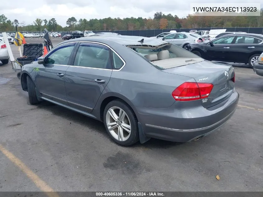 2014 Volkswagen Passat 2.0L Tdi Sel Premium VIN: 1VWCN7A34EC113923 Lot: 40605336