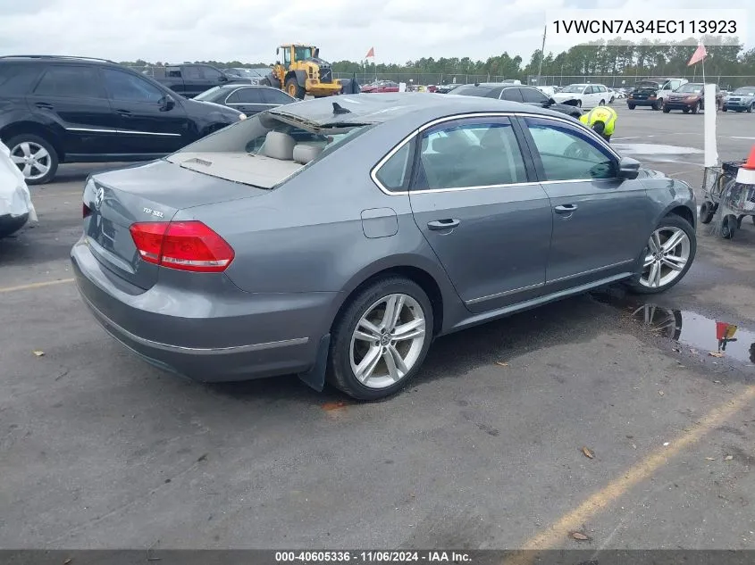 2014 Volkswagen Passat 2.0L Tdi Sel Premium VIN: 1VWCN7A34EC113923 Lot: 40605336