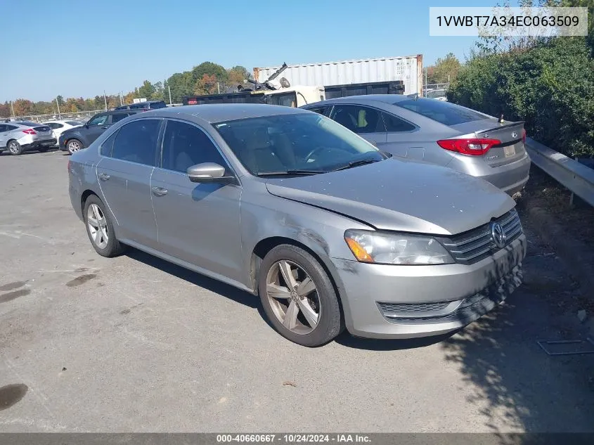 2014 Volkswagen Passat Se VIN: 1VWBT7A34EC063509 Lot: 40660667