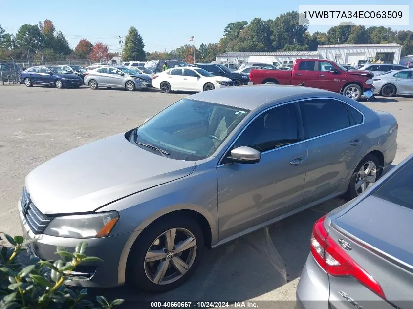 2014 Volkswagen Passat Se VIN: 1VWBT7A34EC063509 Lot: 40660667