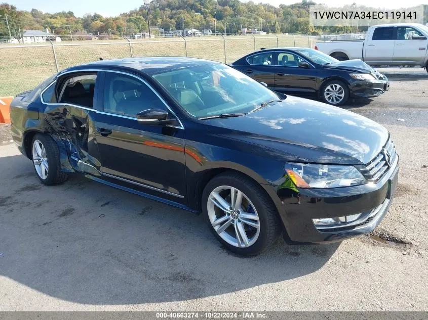 2014 Volkswagen Passat 2.0L Tdi Sel Premium VIN: 1VWCN7A34EC119141 Lot: 40663274