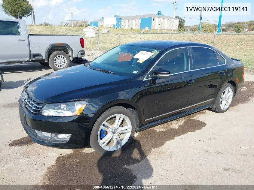 2014 Volkswagen Passat 2.0L Tdi Sel Premium VIN: 1VWCN7A34EC119141 Lot: 40663274