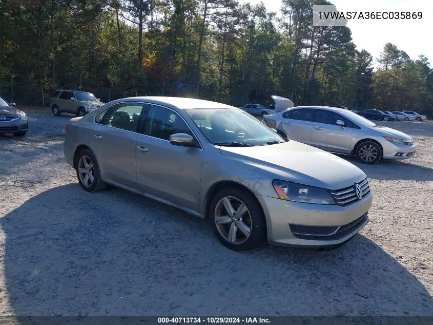 2014 Volkswagen Passat 1.8T Wolfsburg Edition VIN: 1VWAS7A36EC035869 Lot: 40713734