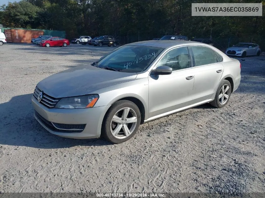 2014 Volkswagen Passat 1.8T Wolfsburg Edition VIN: 1VWAS7A36EC035869 Lot: 40713734