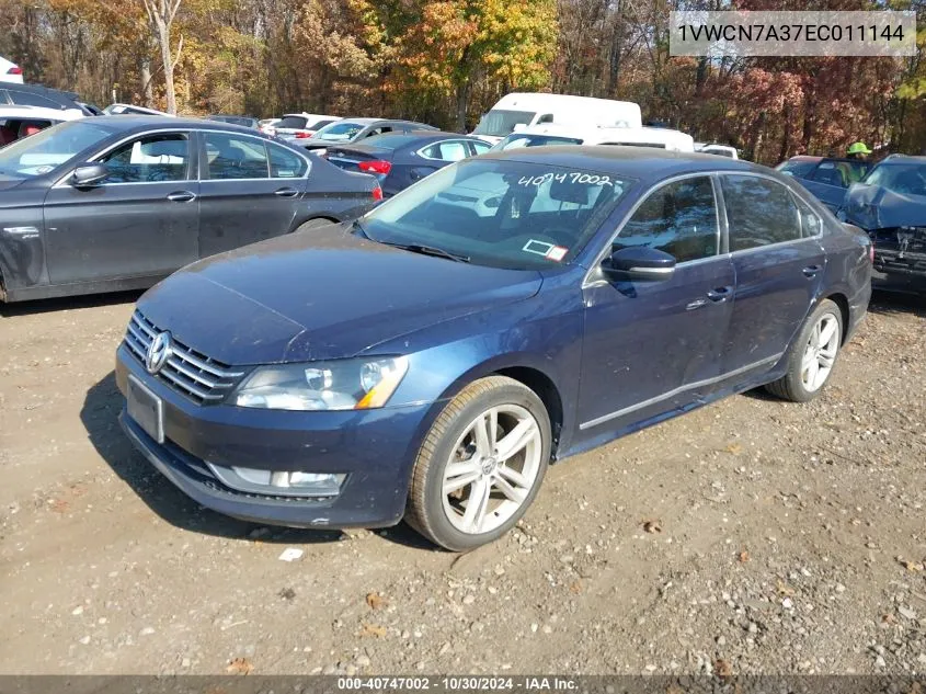 2014 Volkswagen Passat 2.0L Tdi Sel Premium VIN: 1VWCN7A37EC011144 Lot: 40747002