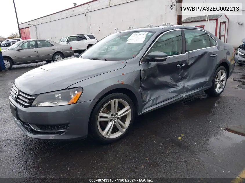 2014 Volkswagen Passat 2.5L Se VIN: 1VWBP7A32EC002213 Lot: 40749918