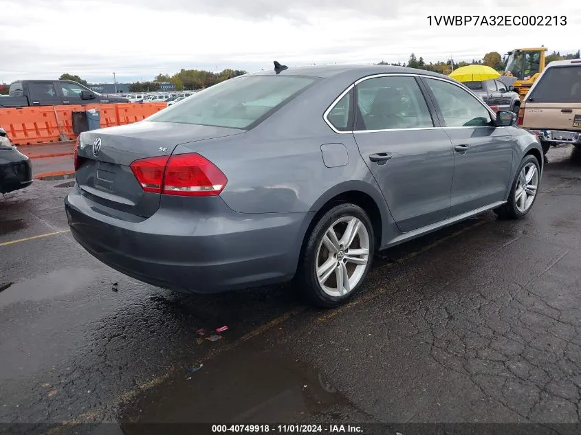 2014 Volkswagen Passat 2.5L Se VIN: 1VWBP7A32EC002213 Lot: 40749918