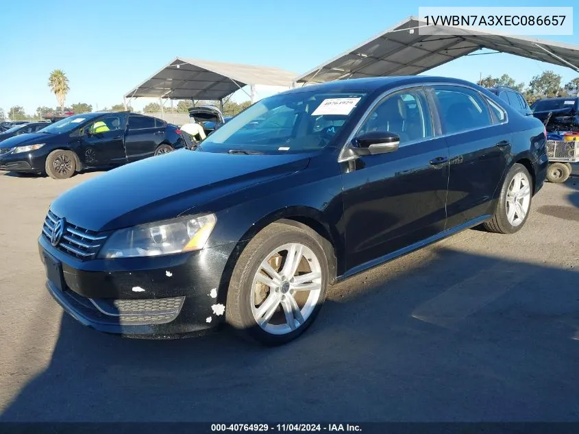 2014 Volkswagen Passat 2.0L Tdi Se VIN: 1VWBN7A3XEC086657 Lot: 40764929