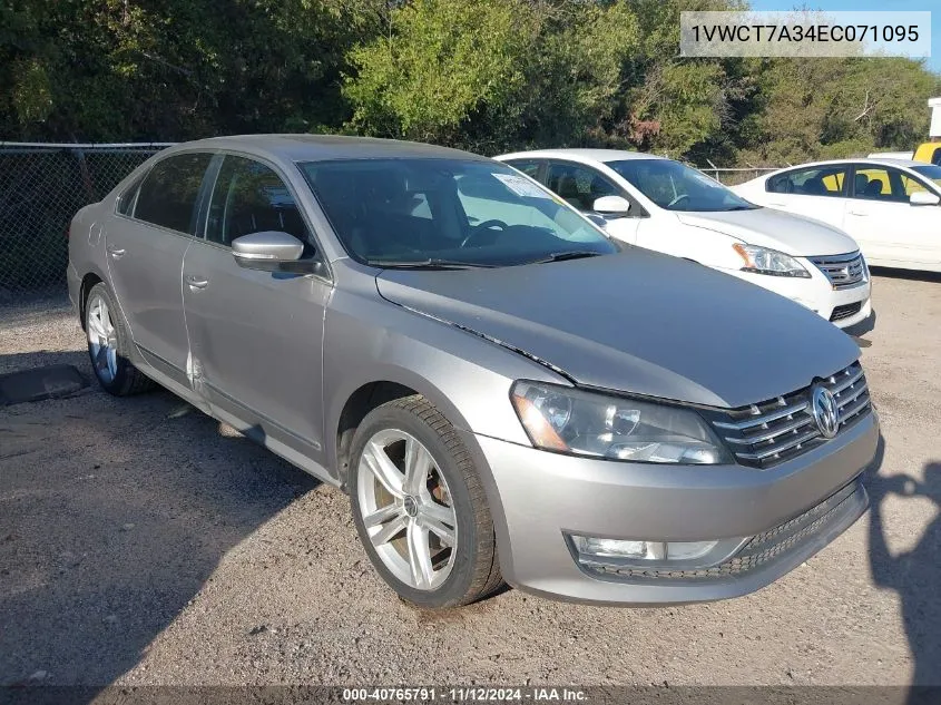 1VWCT7A34EC071095 2014 Volkswagen Passat 1.8T Sel Premium