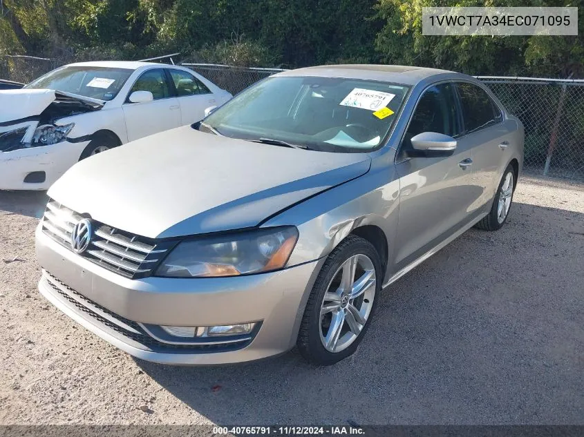 1VWCT7A34EC071095 2014 Volkswagen Passat 1.8T Sel Premium