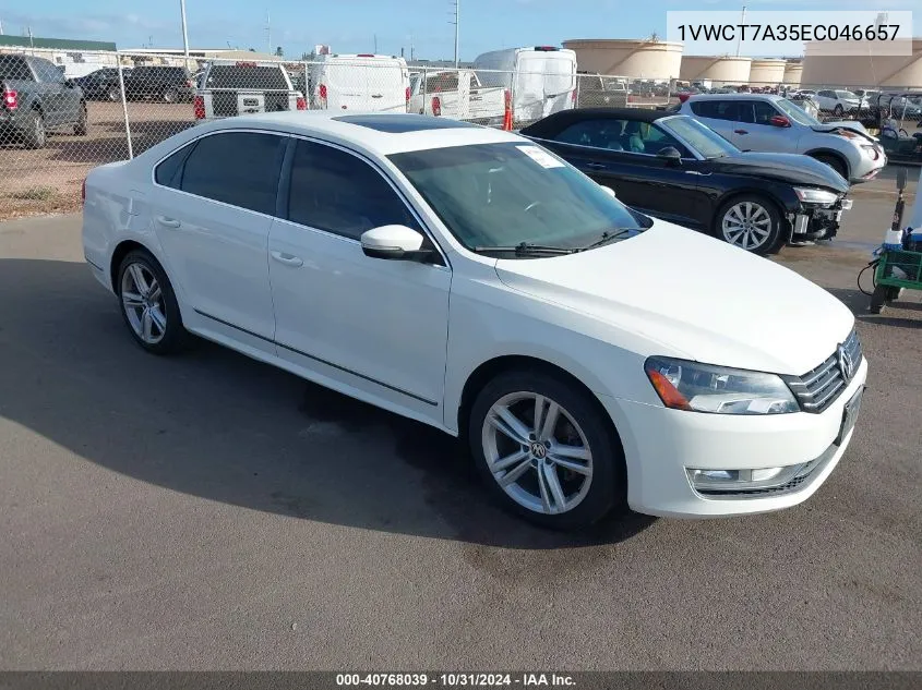 2014 Volkswagen Passat 1.8T Sel Premium VIN: 1VWCT7A35EC046657 Lot: 40768039