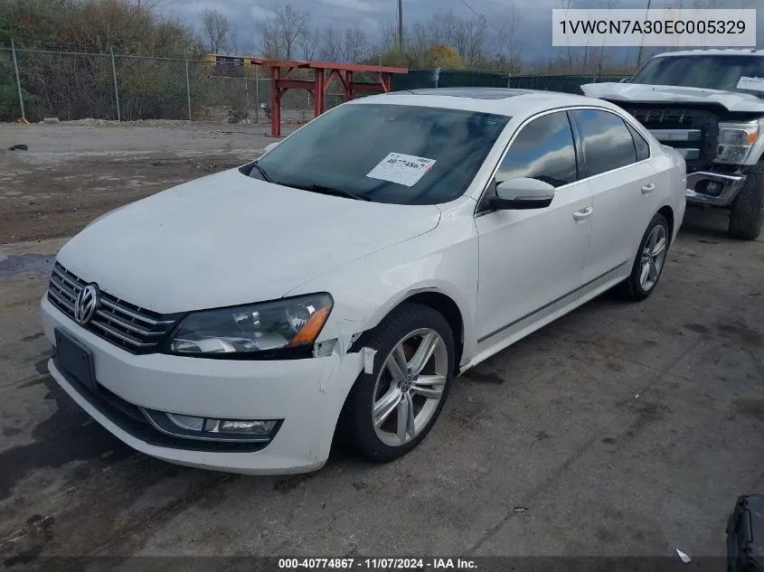 2014 Volkswagen Passat 2.0L Tdi Sel Premium VIN: 1VWCN7A30EC005329 Lot: 40774867