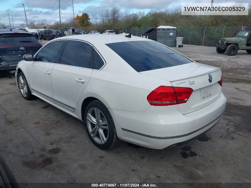 2014 Volkswagen Passat 2.0L Tdi Sel Premium VIN: 1VWCN7A30EC005329 Lot: 40774867