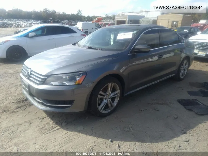 2014 Volkswagen Passat 1.8T Se VIN: 1VWBS7A38EC118384 Lot: 40790575