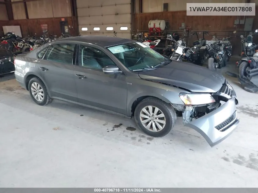 2014 Volkswagen Passat S VIN: 1VWAP7A34EC017808 Lot: 40796718