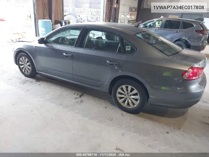 2014 Volkswagen Passat S VIN: 1VWAP7A34EC017808 Lot: 40796718