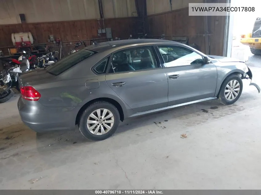 2014 Volkswagen Passat S VIN: 1VWAP7A34EC017808 Lot: 40796718