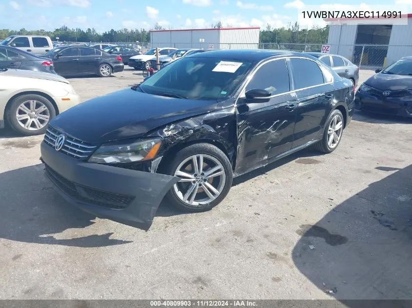 2014 Volkswagen Passat 2.0L Tdi Se VIN: 1VWBN7A3XEC114991 Lot: 40809903