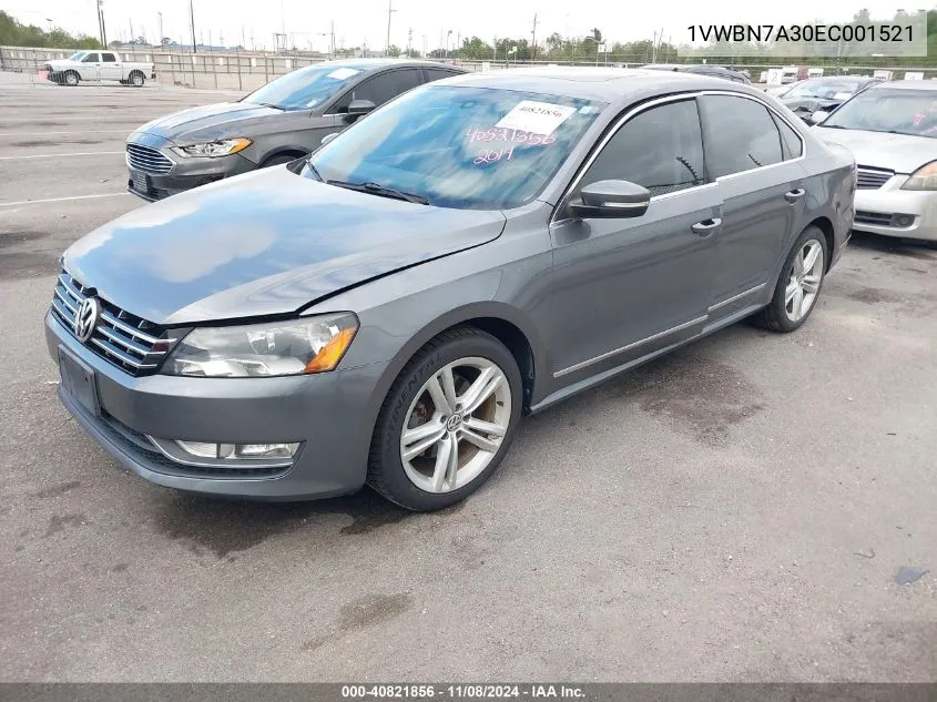 2014 Volkswagen Passat 2.0L Tdi Se VIN: 1VWBN7A30EC001521 Lot: 40821856