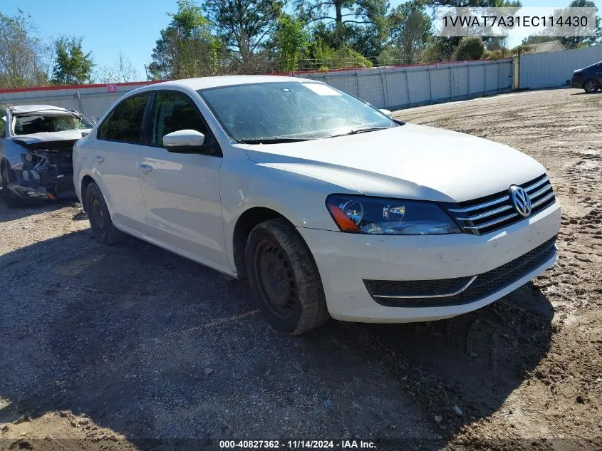 2014 Volkswagen Passat 1.8T S VIN: 1VWAT7A31EC114430 Lot: 40827362