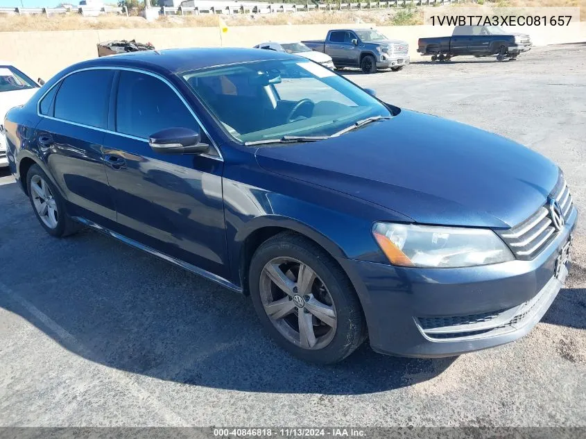 2014 Volkswagen Passat 1.8T Se VIN: 1VWBT7A3XEC081657 Lot: 40846818