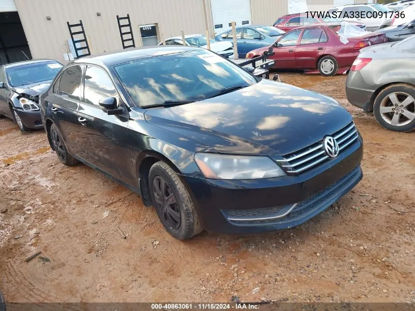 2014 Volkswagen Passat 1.8T S VIN: 1VWAS7A33EC091736 Lot: 40863061