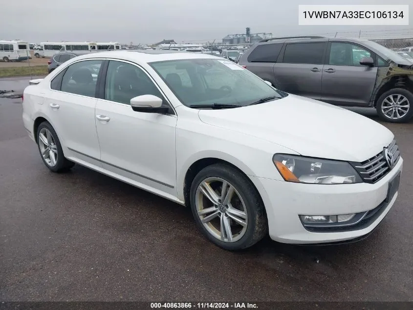 2014 Volkswagen Passat 2.0L Tdi Se VIN: 1VWBN7A33EC106134 Lot: 40863866