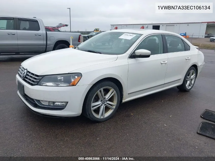 2014 Volkswagen Passat 2.0L Tdi Se VIN: 1VWBN7A33EC106134 Lot: 40863866