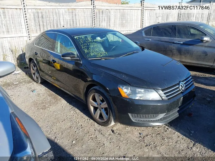 2015 Volkswagen Passat VIN: 1VWBS7A32FC117846 Lot: 12111262