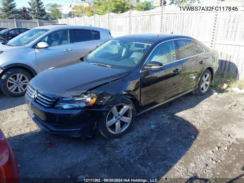 2015 Volkswagen Passat VIN: 1VWBS7A32FC117846 Lot: 12111262