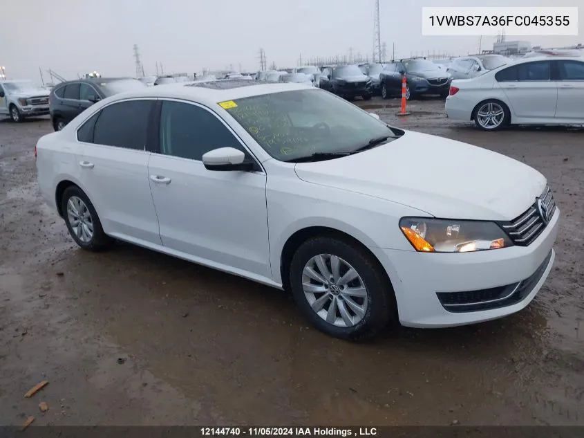 2015 Volkswagen Passat VIN: 1VWBS7A36FC045355 Lot: 12144740