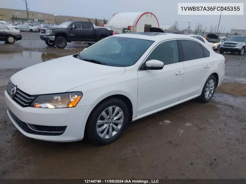 2015 Volkswagen Passat VIN: 1VWBS7A36FC045355 Lot: 12144740