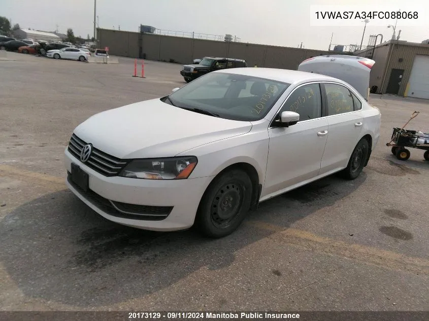 2015 Volkswagen Passat 1.8 Tsi VIN: 1VWAS7A34FC088068 Lot: 20173129