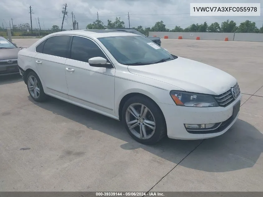 2015 Volkswagen Passat 2.0L Tdi Sel Premium VIN: 1VWCV7A3XFC055978 Lot: 39339144