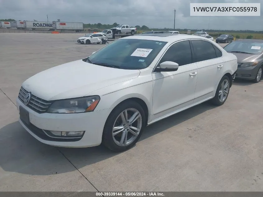 2015 Volkswagen Passat 2.0L Tdi Sel Premium VIN: 1VWCV7A3XFC055978 Lot: 39339144