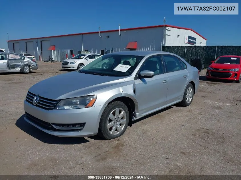 2015 Volkswagen Passat 1.8T S VIN: 1VWAT7A32FC002107 Lot: 39631706