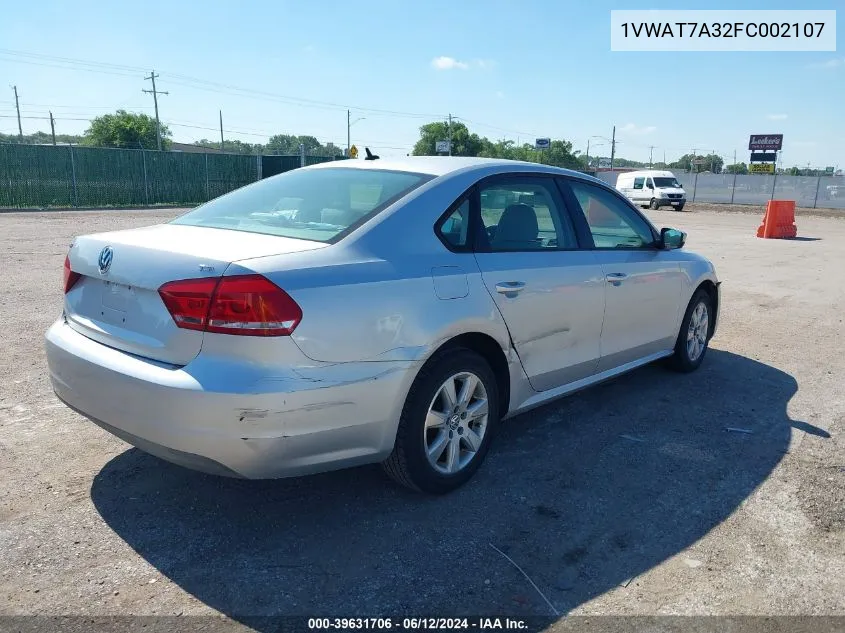 2015 Volkswagen Passat 1.8T S VIN: 1VWAT7A32FC002107 Lot: 39631706